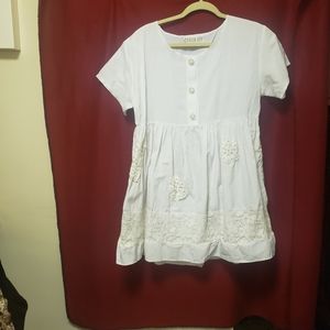 VINTAGE CARON JOY MINI DRESS W/LACE APPLIQUE'S & TRIM/OS/EGPLC